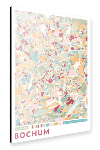 Alu-Dibond "City Bochum Color Map" 75x50 cm artboxONE