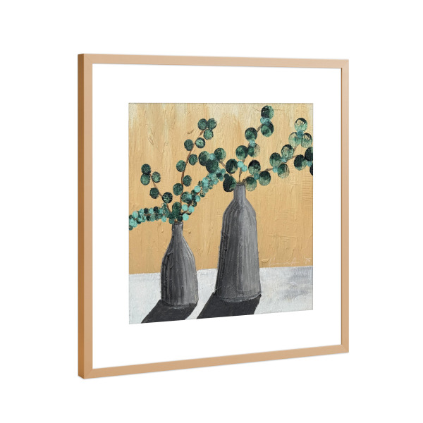 Poster mit Rahmen Kupfer "Zweige in Vasen" artboxONE - Natur,Floral