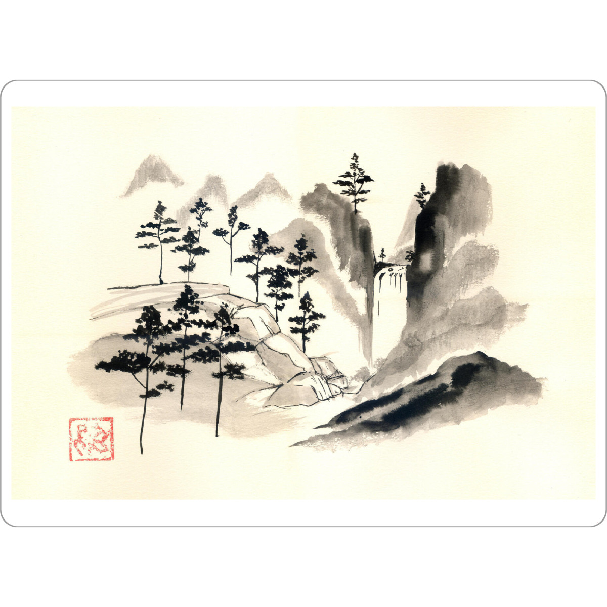 Tischset "Der Herbst neu" artboxONE - Reise / Asien - Herbst,Sumie,Japan,Berg,Wald - Bild herbst