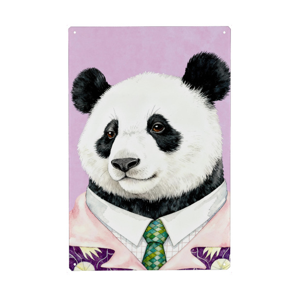Metall Poster "Panda-Herr" artboxONE - Tiere,Lustig