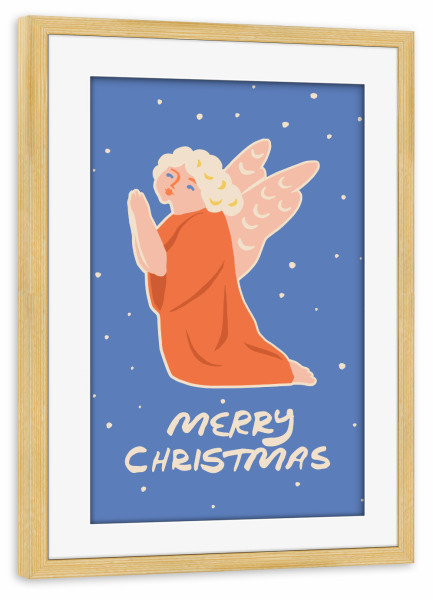 Poster mit Rahmen kiefer "Happy Christmas (53)" artboxONE - Für Kinder,Weihnachten,Für Mama - Engel,Illustration,Merry,Christmas,Weihnachten