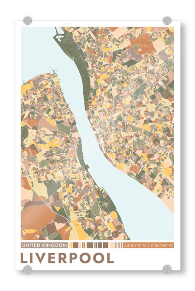 Acrylglasbild "Liverpool Color Map" artboxONE - Städte / Weitere,Kartografie