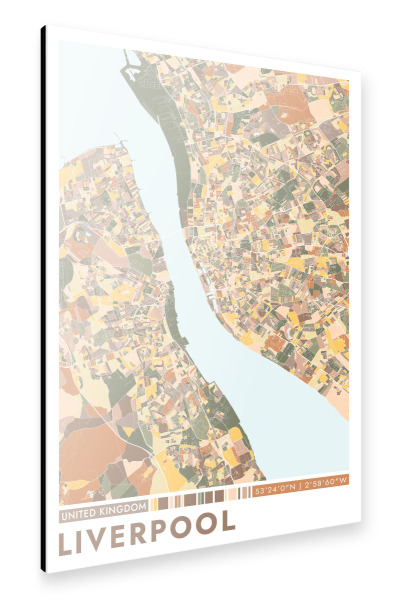Alu-Dibond "Liverpool Color Map" 30x20 cm artboxONE