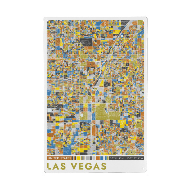 Holzbild "Las Vegas Color" artboxONE - Städte / Las Vegas,Kartografie