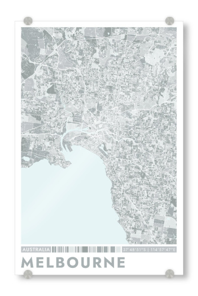 Acrylglasbild "City Melbourne Color Map" artboxONE - Städte / Weitere,Kartografie