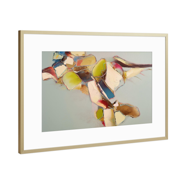 Poster mit Rahmen Gold "Abstrakte Ruhe im Fluss" artboxONE - Natur,Abstrakt,Geometrie