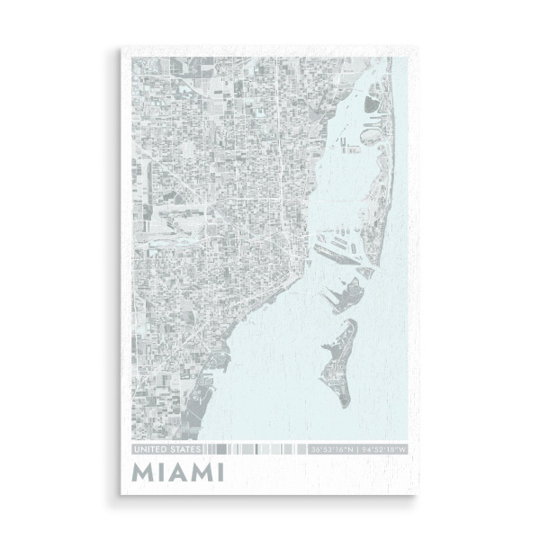 Holzbild "City Miami Color Map" artboxONE - Städte / Weitere,Kartografie