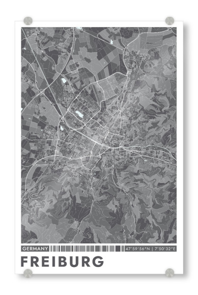 Acrylglasbild "Freiburg City Color" artboxONE - Städte / Weitere,Kartografie