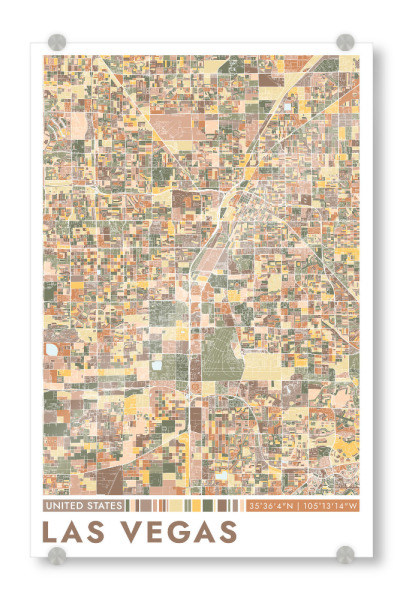 Acrylglasbild "Las Vegas Color Map" artboxONE - Städte / Las Vegas,Kartografie