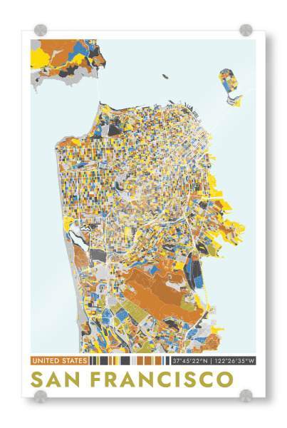 Acrylglasbild "San Francisco Color" artboxONE - Städte / San Francisco,Kartografie