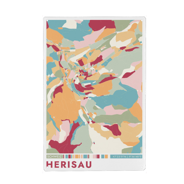 Holzbild "Colormap Herisau" artboxONE - Städte / Weitere,Kartografie