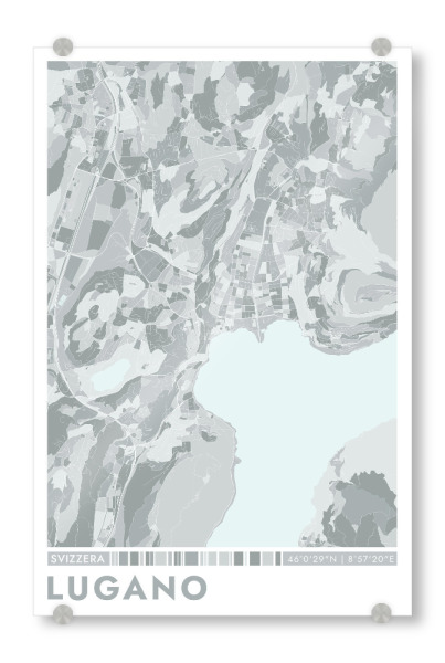 Acrylglasbild "City Lugano Color Map" artboxONE - Städte / Weitere,Kartografie