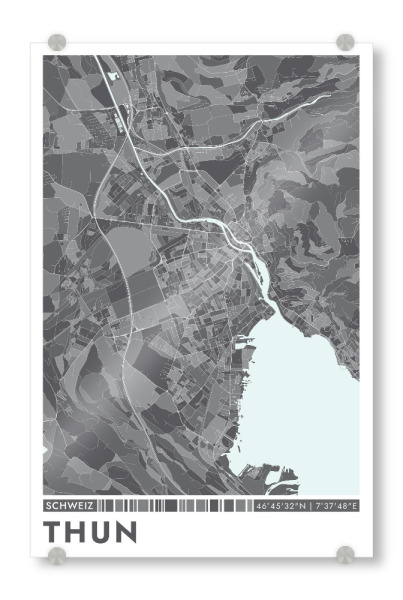 Acrylglasbild "Thun City Color" artboxONE - Städte / Weitere,Kartografie