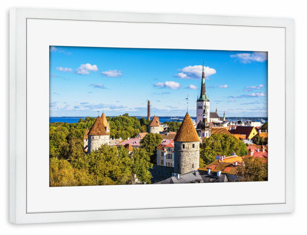 Poster mit Rahmen weiß "Tallinn Altstadt" artboxONE - Reise,Architektur,Reise / Länder