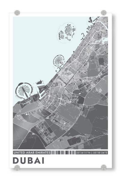 Acrylglasbild "Dubai City Color" artboxONE - Städte / Dubai,Kartografie