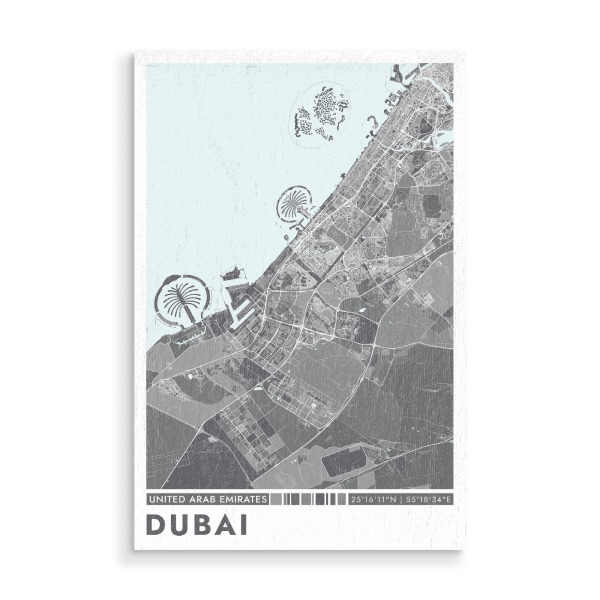 Holzbild "Dubai City Color" artboxONE - Städte / Dubai,Kartografie