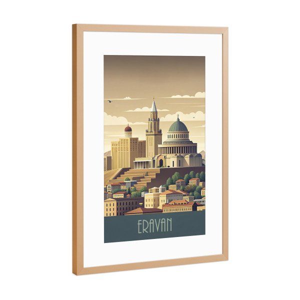 Poster mit Rahmen Kupfer "Die Skyline von Eravan" artboxONE - Städte,Reise,Abstrakt,Architektur