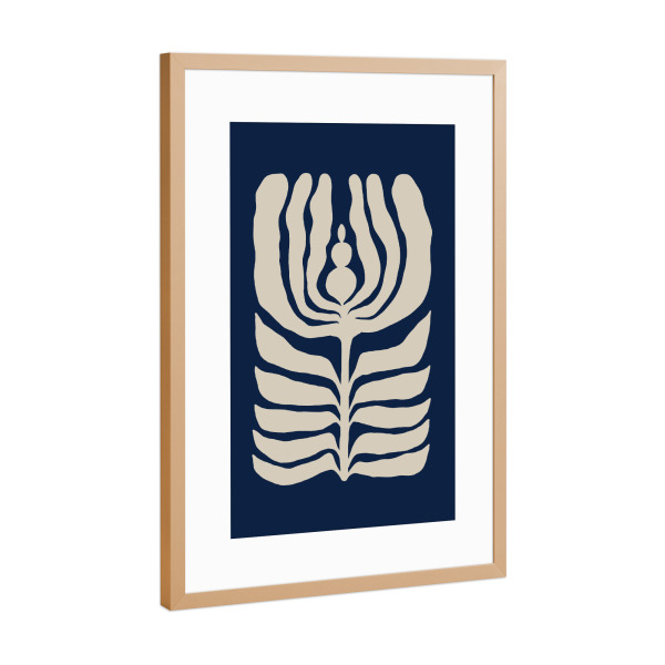 Poster mit Rahmen Kupfer "Nachtblüte - Blau" artboxONE - Natur,Floral,Abstrakt