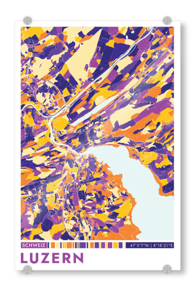 Acrylglasbild "Stadt Luzern Colormap" artboxONE - Städte / Weitere,Kartografie