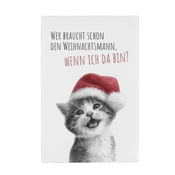 Holzbild "Coole Katze - Weihnachten" artboxONE - Typografie,Tiere,Lustig