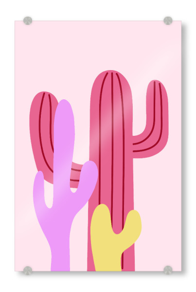 Acrylglasbild "Rosa Wüstenkaktus-Illustration" artboxONE - Natur,Floral