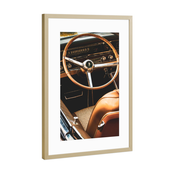 Poster mit Rahmen Gold "Oldtimer Pontiac" artboxONE - Film,Automobile,Männer