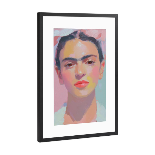 Poster mit Rahmen Schwarz (Metallic) "Fridas Pastell Leichtigkeit" artboxONE - Abstrakt,Menschen,Fashion