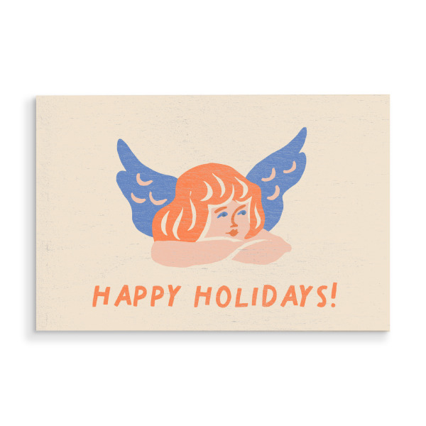 Holzbild "Happy Christmas (73)" artboxONE - Für Kinder,Weihnachten,Für Mama - Engel,Weihnachten,Christmas,Illustration,Holiday