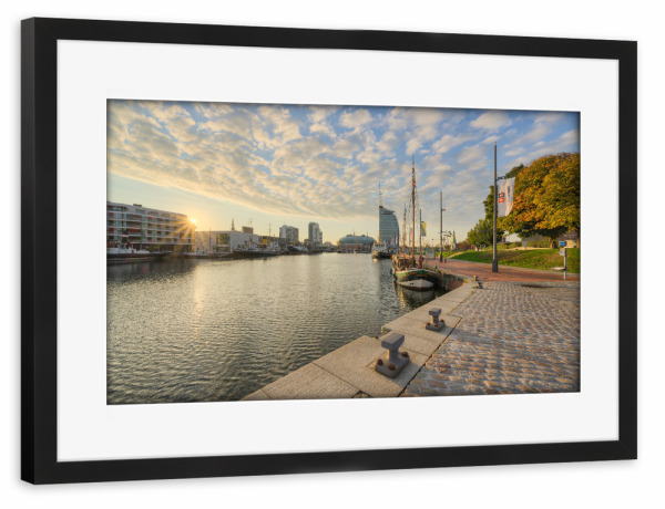 Poster mit Rahmen schwarz "Bremerhaven am Morgen" artboxONE - Städte,Reise,Architektur
