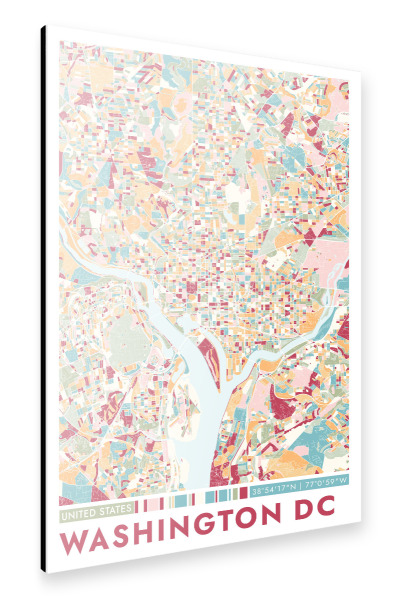 Alu-Dibond "Colormap Washington" 30x20 cm artboxONE