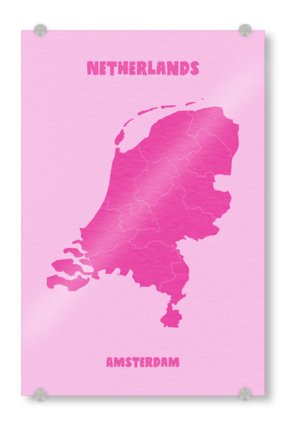 Acrylglasbild "Niederlande Amsterdam Karte" artboxONE - Städte,Kartografie