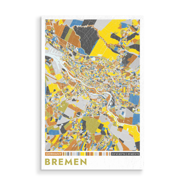 Holzbild "Stadt Bremen Colormap" artboxONE - Städte / Weitere,Kartografie