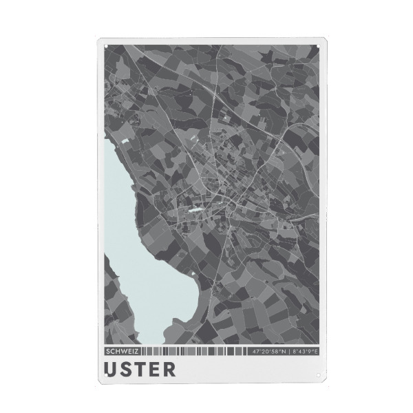 Holzbild "Uster City Color" artboxONE - Städte / Weitere,Kartografie