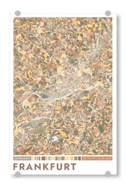 Acrylglasbild "Frankfurt City Color" artboxONE - Städte / Frankfurt,Kartografie