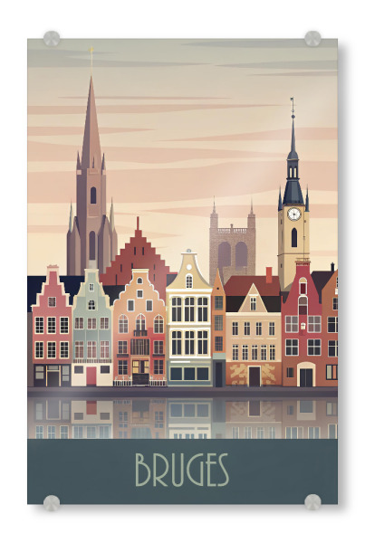 Acrylglasbild "Die Skyline von Brügge" artboxONE - Städte,Reise,Abstrakt,Architektur
