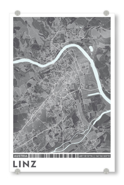 Acrylglasbild "Linz City Color" artboxONE - Städte / Weitere,Kartografie