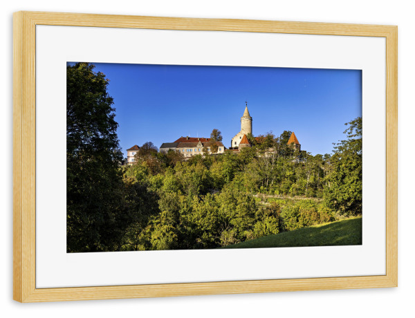Poster mit Rahmen kiefer "Die Leuchtenburg in Thüringen" artboxONE - Architektur