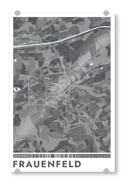 Acrylglasbild "Frauenfeld City Color" artboxONE - Städte / Weitere,Kartografie