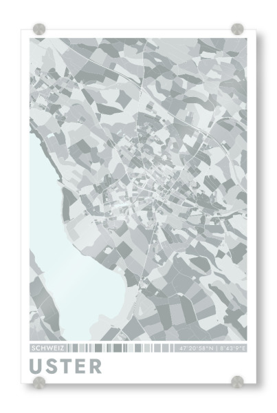 Acrylglasbild "City Uster Color Map" artboxONE - Städte / Weitere,Kartografie