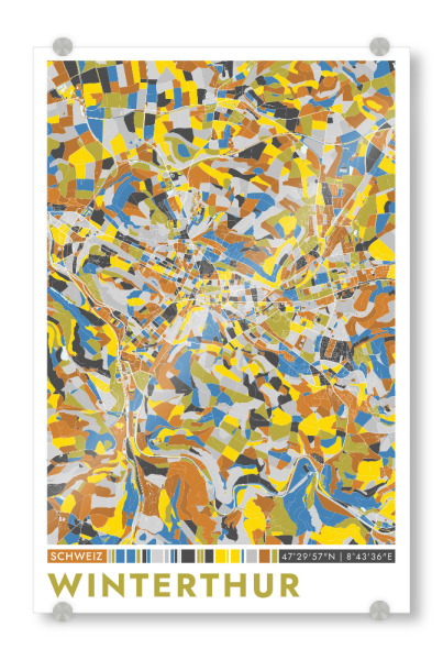 Acrylglasbild "Winterthur Color" artboxONE - Städte / Weitere,Kartografie