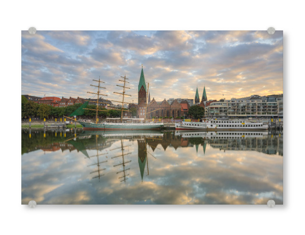 Acrylglasbild "Schlachte in Bremen am Morgen" artboxONE - Städte,Reise,Architektur