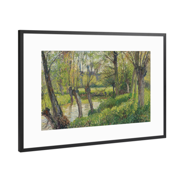 Poster mit Rahmen Schwarz (Metallic) "Die Ufer der Epte bei Eragny" artboxONE - Natur