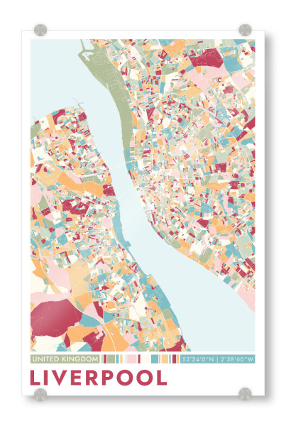 Acrylglasbild "Colormap Liverpool" artboxONE - Städte / Weitere,Kartografie