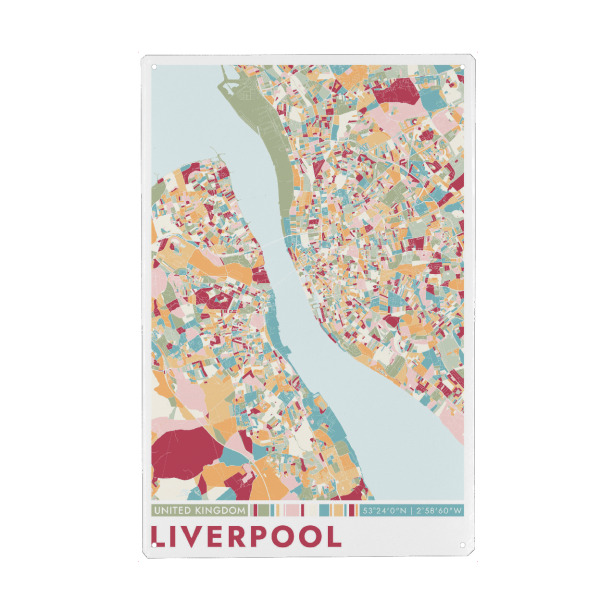 Metall Poster "Colormap Liverpool" artboxONE - Städte / Weitere,Kartografie