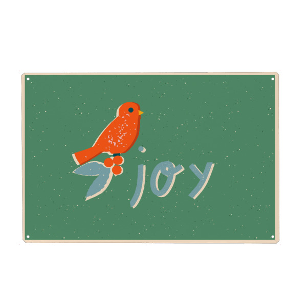 Holzbild "Happy Christmas (89)" artboxONE - Für Kinder,Weihnachten,Für Mama - Weihnachten,Text,Joy,Christmas,Vogel,Illustration