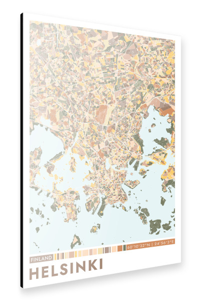 Alu-Dibond "Helsinki Color Map" 75x50 cm artboxONE