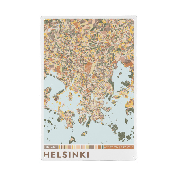 Holzbild "Helsinki Color Map" artboxONE - Städte / Weitere,Kartografie