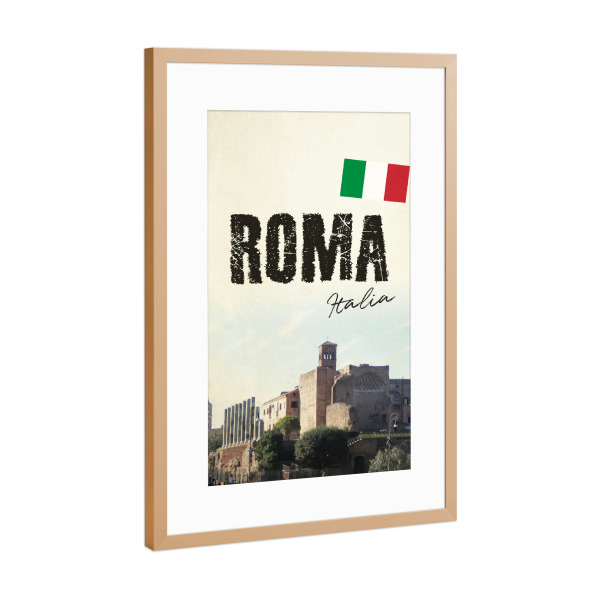 Poster mit Rahmen Kupfer "Roma, Italia" artboxONE - Typografie,Reise,Architektur,Reise / Länder,Städte / Rom