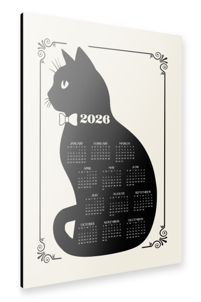 Alu-Dibond "Katzensilhouette 2026 Kalender" 75x50 cm artboxONE