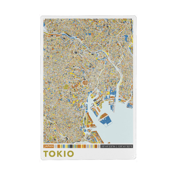 Metall Poster "Tokio Color" artboxONE - Städte / Tokio,Kartografie